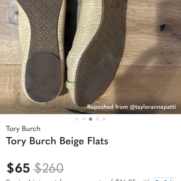 Tory Burch Gold Textured Flats - Picture 5 of 5